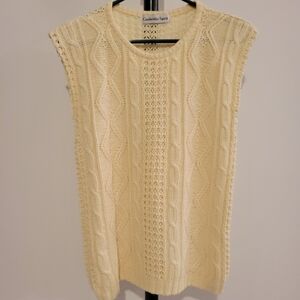 VINTAGE Cable Knit Sweater Vest Cream Women's Size Medium